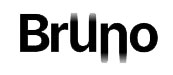 Bruno brand logo with black letters and stylized design, representing the brand's visual identity
